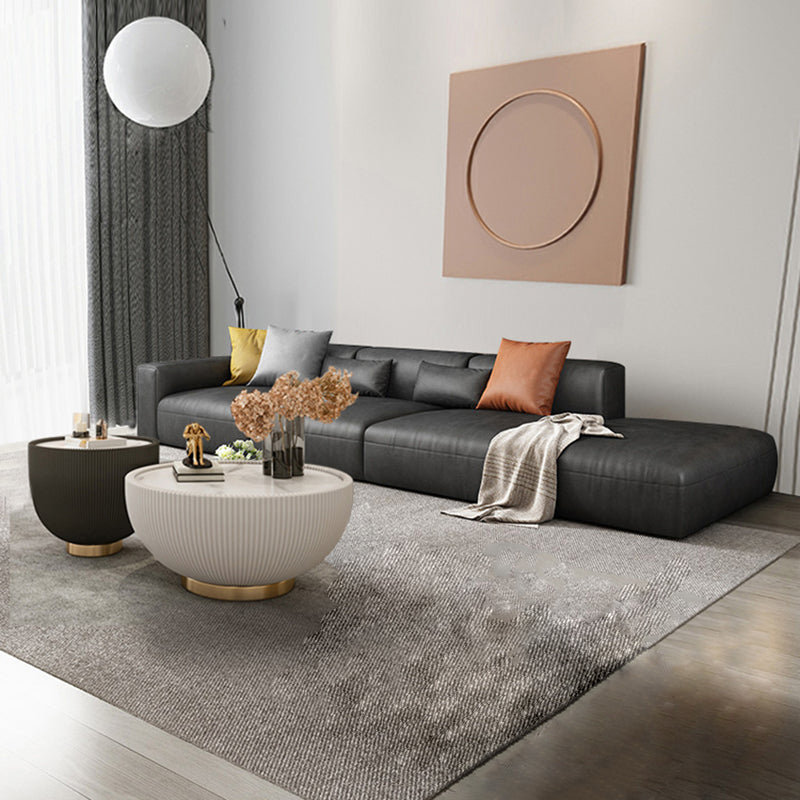 Contemporary Standard Square Arm Settee Living Room Faux Leather Couch Clearhalo 'furn' 'furn_sofas' 'Furniture' 'furniture_sofas' 'Living Room Furniture' 'Sofa' 'sofas' 4858867