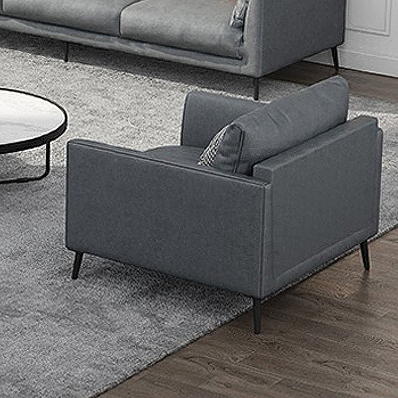 Contemporary Gray Recessed Arm Couch Living Room Faux Leather Sofa 33.5"L x 36"W x 33.5"H Latex Clearhalo 'furn' 'furn_sofas' 'Furniture' 'furniture_sofas' 'Living Room Furniture' 'Sofa' 'sofas' 4858878