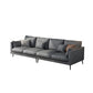 Contemporary Gray Recessed Arm Couch Living Room Faux Leather Sofa 109.5''L x36"W x 33.5"H Clearhalo 'furn' 'furn_sofas' 'Furniture' 'furniture_sofas' 'Living Room Furniture' 'Sofa' 'sofas' 4858880