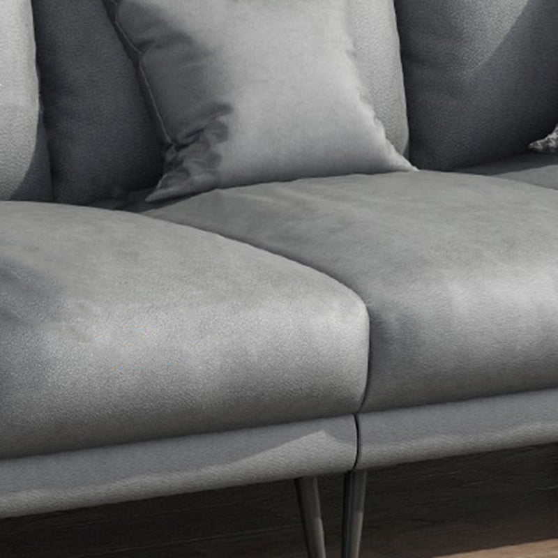 Contemporary Gray Recessed Arm Couch Living Room Faux Leather Sofa Clearhalo 'furn' 'furn_sofas' 'Furniture' 'furniture_sofas' 'Living Room Furniture' 'Sofa' 'sofas' 4858886