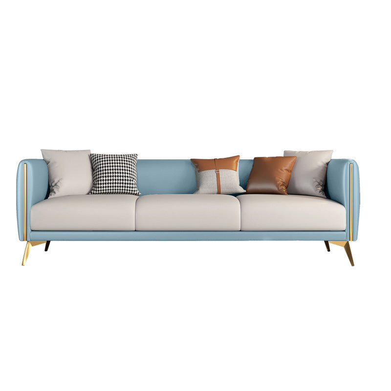 Contemporary Faux Leather Settee 25.98"H Tuxedo Arm Sofa for Four People Mint Green Clearhalo 'furn' 'furn_sofas' 'Furniture' 'furniture_sofas' 'Living Room Furniture' 'Sofa' 'sofas' 4858900