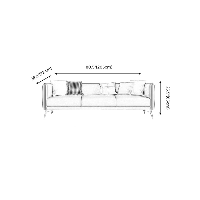 Contemporary Faux Leather Settee 25.98"H Tuxedo Arm Sofa for Four People Clearhalo 'furn' 'furn_sofas' 'Furniture' 'furniture_sofas' 'Living Room Furniture' 'Sofa' 'sofas' 4858904