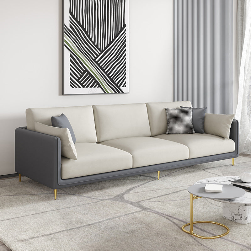 Contemporary 3-seater Tuxedo Arm Sofa Three Pillow Back Settee Gray-White Clearhalo 'furn' 'furn_sofas' 'Furniture' 'furniture_sofas' 'Living Room Furniture' 'Sofa' 'sofas' 4858914