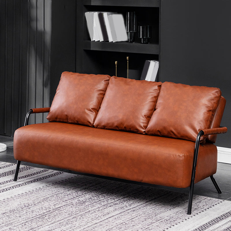 Tuxedo Arm Sofa Three Pillows Settee with Four Balck Legs for Apartment Clearhalo 'furn' 'furn_sofas' 'Furniture' 'furniture_sofas' 'Living Room Furniture' 'Sofa' 'sofas' 4858920