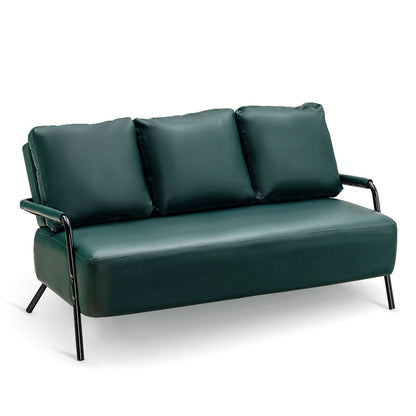 Tuxedo Arm Sofa Three Pillows Settee with Four Balck Legs for Apartment Green Clearhalo 'furn' 'furn_sofas' 'Furniture' 'furniture_sofas' 'Living Room Furniture' 'Sofa' 'sofas' 4858925