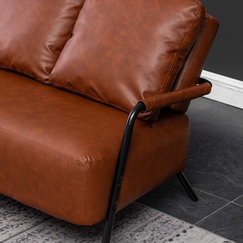 Tuxedo Arm Sofa Three Pillows Settee with Four Balck Legs for Apartment Clearhalo 'furn' 'furn_sofas' 'Furniture' 'furniture_sofas' 'Living Room Furniture' 'Sofa' 'sofas' 4858927