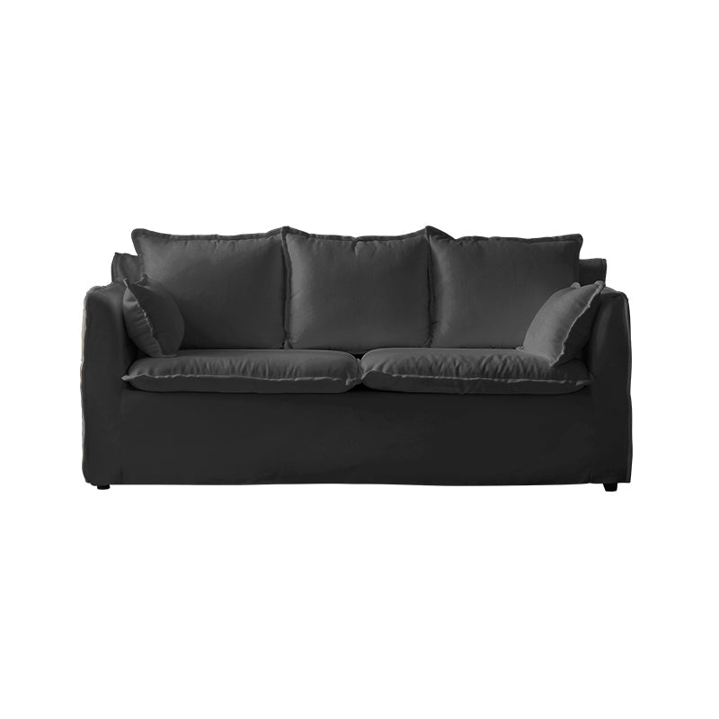 Contemporary Linen Couch Square Arm Settee with Slipcovered Pillows Dark Gray Clearhalo 'furn' 'furn_sofas' 'Furniture' 'furniture_sofas' 'Living Room Furniture' 'Sofa' 'sofas' 4858936