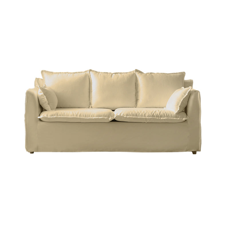 Contemporary Linen Couch Square Arm Settee with Slipcovered Pillows Khaki Clearhalo 'furn' 'furn_sofas' 'Furniture' 'furniture_sofas' 'Living Room Furniture' 'Sofa' 'sofas' 4858937