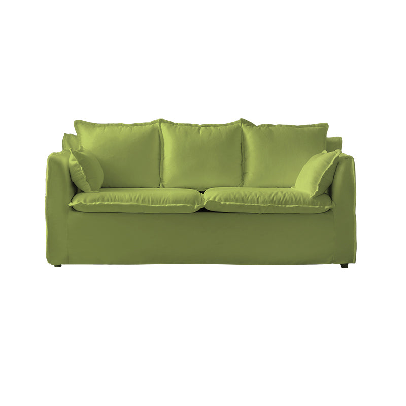 Contemporary Linen Couch Square Arm Settee with Slipcovered Pillows Green Clearhalo 'furn' 'furn_sofas' 'Furniture' 'furniture_sofas' 'Living Room Furniture' 'Sofa' 'sofas' 4858940