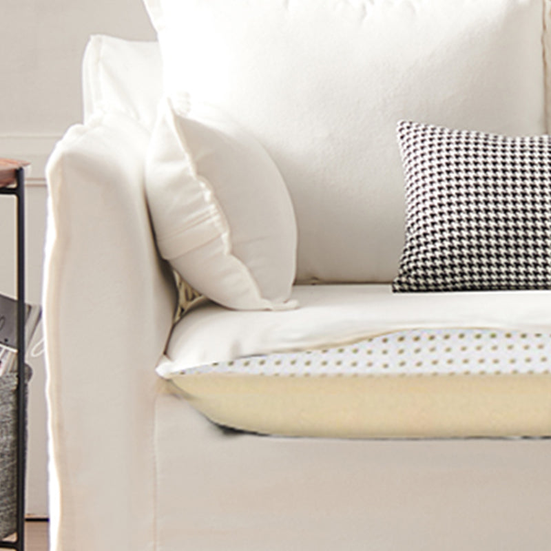 Contemporary Linen Couch Square Arm Settee with Slipcovered Pillows Clearhalo 'furn' 'furn_sofas' 'Furniture' 'furniture_sofas' 'Living Room Furniture' 'Sofa' 'sofas' 4858943