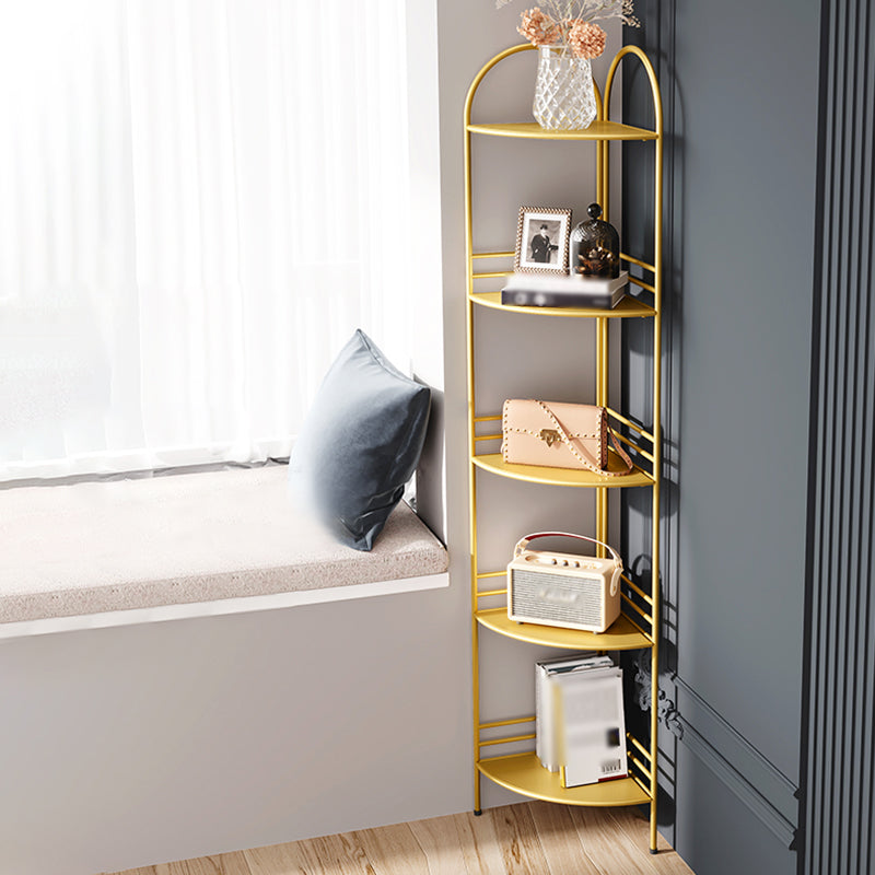 3/5-Shelf Contemporary Corner Bookshelf Iron Open Bookshelf for Living Room Clearhalo 'Bookcases' 'furn' 'furn_bookcases' 'Furniture' 'furniture_bookcases' 'Office Furniture' 4858993