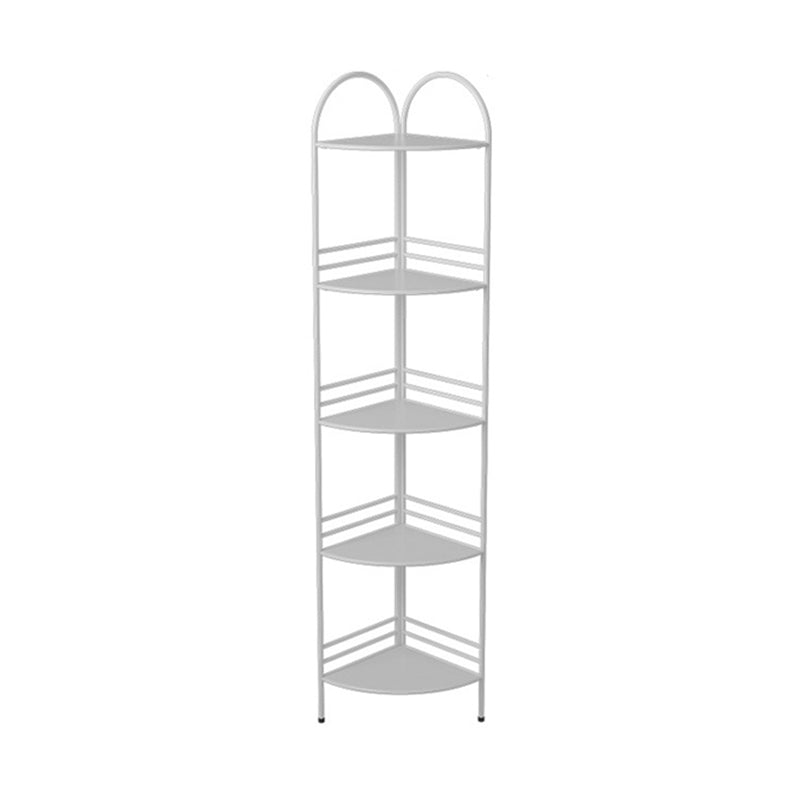 3/5-Shelf Contemporary Corner Bookshelf Iron Open Bookshelf for Living Room 11.8"L x 11.8"W x 63.4"H White Clearhalo 'Bookcases' 'furn' 'furn_bookcases' 'Furniture' 'furniture_bookcases' 'Office Furniture' 4859000