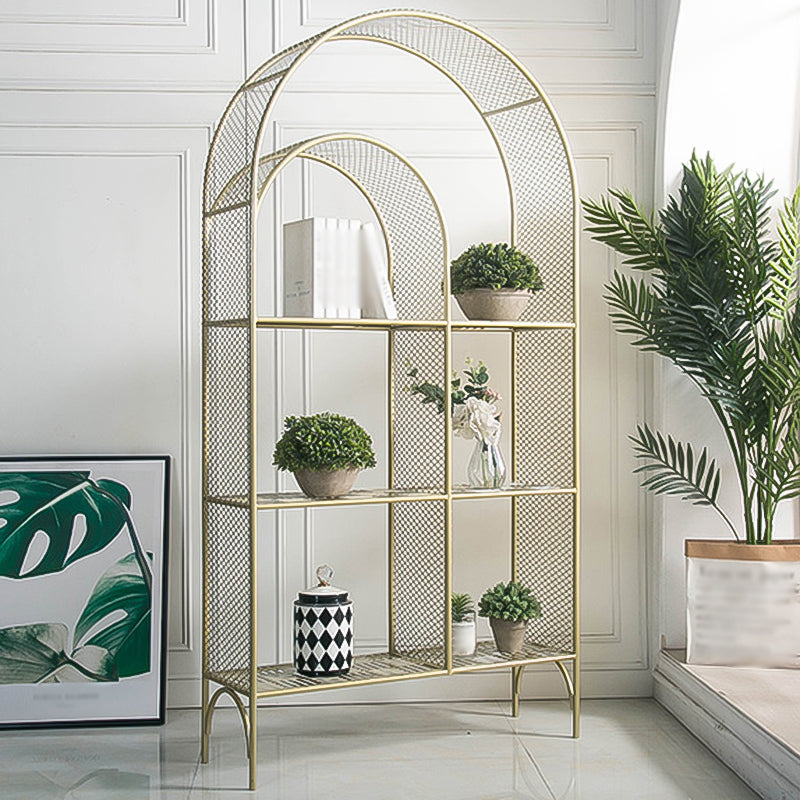 Glam Style Vertical Bookshelf Metal 3-shelf Bookcase for Home Use Gold Clearhalo 'Bookcases' 'furn' 'furn_bookcases' 'Furniture' 'furniture_bookcases' 'Office Furniture' 4859009