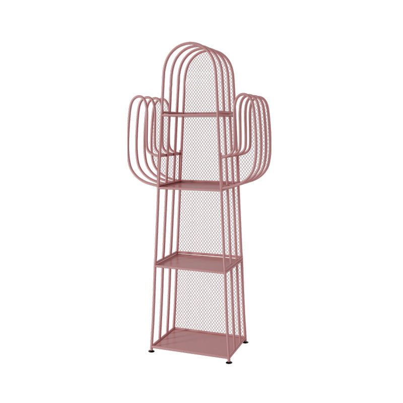 59"H Scandinavian Style Bookshelf Metal Shelf Bookcase for Home Use Pink Clearhalo 'Bookcases' 'furn' 'furn_bookcases' 'Furniture' 'furniture_bookcases' 'Office Furniture' 4859028