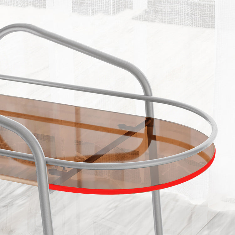 Metal Frame Glass Shelf Etagere Bookshelf with Caster Wheels,25.6"L x 13"W x 27.2"H Clearhalo 'Bookcases' 'furn' 'furn_bookcases' 'Furniture' 'furniture_bookcases' 'Office Furniture' 4859042