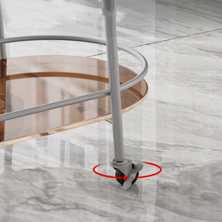 Metal Frame Glass Shelf Etagere Bookshelf with Caster Wheels,25.6"L x 13"W x 27.2"H Clearhalo 'Bookcases' 'furn' 'furn_bookcases' 'Furniture' 'furniture_bookcases' 'Office Furniture' 4859043