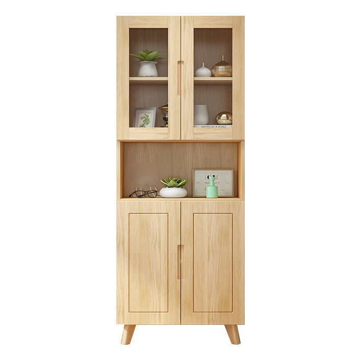 Solid Wood Scandinavian Bookcase Closed Back Bookcase with Door 27.6"L x 11.8"W x 70.9"H Natural Bookcases Clearhalo 'Bookcases' 'furn' 'furn_bookcases' 'Furniture' 'furniture_bookcases' 'Office Furniture' 4859069