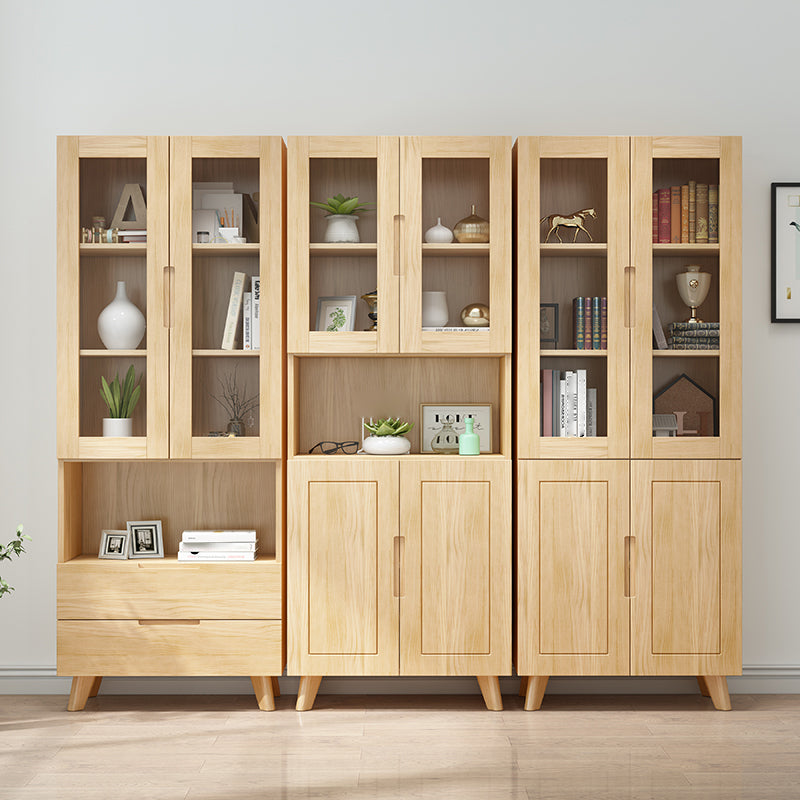 Solid Wood Scandinavian Bookcase Closed Back Bookcase with Door Clearhalo 'Bookcases' 'furn' 'furn_bookcases' 'Furniture' 'furniture_bookcases' 'Office Furniture' 4859070