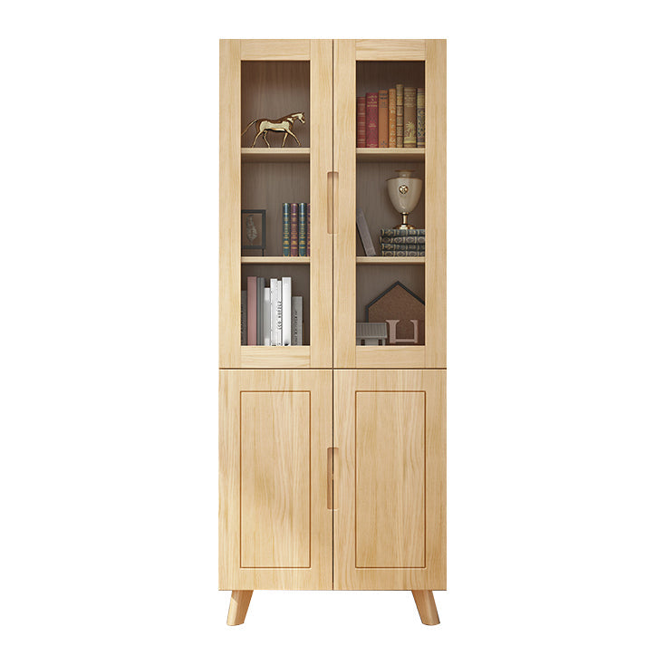 Solid Wood Scandinavian Bookcase Closed Back Bookcase with Door 27.6"L x 11.8"W x 70.9"H Natural Cabinets Clearhalo 'Bookcases' 'furn' 'furn_bookcases' 'Furniture' 'furniture_bookcases' 'Office Furniture' 4859071