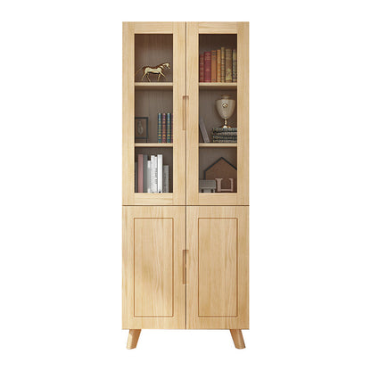 Solid Wood Scandinavian Bookcase Closed Back Bookcase with Door 27.6"L x 11.8"W x 70.9"H Natural Cabinets Clearhalo 'Bookcases' 'furn' 'furn_bookcases' 'Furniture' 'furniture_bookcases' 'Office Furniture' 4859071