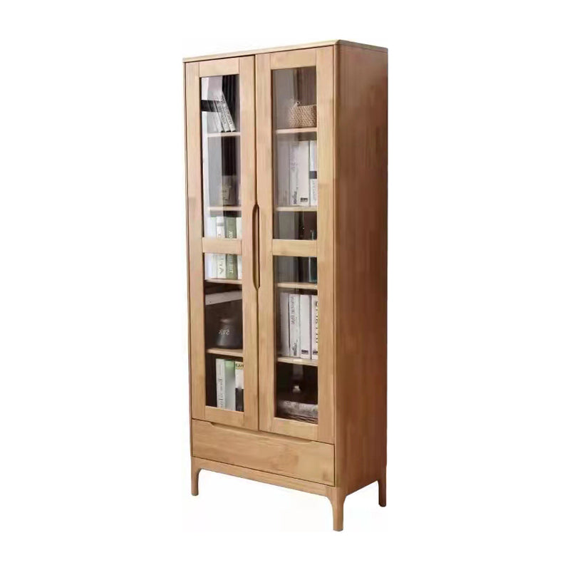 Solid Wood Scandinavian Bookcase Closed Back Bookcase with Door 31"L x 16"W x 77"H Natural Cabinets Clearhalo 'Bookcases' 'furn' 'furn_bookcases' 'Furniture' 'furniture_bookcases' 'Office Furniture' 4859072