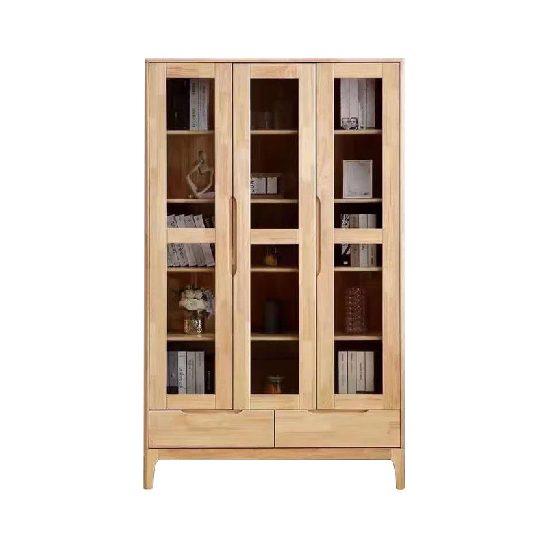 Solid Wood Scandinavian Bookcase Closed Back Bookcase with Door 47"L x 16"W x 77"H Natural Cabinets Clearhalo 'Bookcases' 'furn' 'furn_bookcases' 'Furniture' 'furniture_bookcases' 'Office Furniture' 4859074