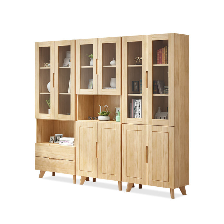 Solid Wood Scandinavian Bookcase Closed Back Bookcase with Door Clearhalo 'Bookcases' 'furn' 'furn_bookcases' 'Furniture' 'furniture_bookcases' 'Office Furniture' 4859075