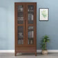 Solid Wood Scandinavian Bookcase Closed Back Bookcase with Door 31"L x 16"W x 77"H Walnut Cabinets Clearhalo 'Bookcases' 'furn' 'furn_bookcases' 'Furniture' 'furniture_bookcases' 'Office Furniture' 4859076
