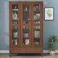 Solid Wood Scandinavian Bookcase Closed Back Bookcase with Door 47"L x 16"W x 77"H Walnut Cabinets Clearhalo 'Bookcases' 'furn' 'furn_bookcases' 'Furniture' 'furniture_bookcases' 'Office Furniture' 4859078