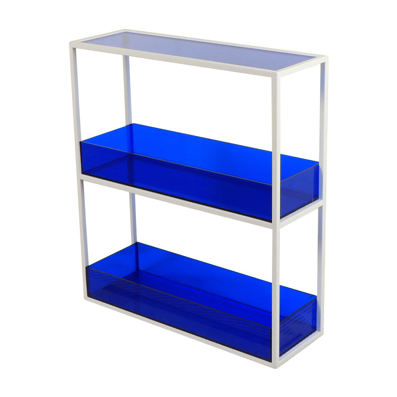Open Scandinavian Etagere Bookshelf with White Iron Frame Acrylic Shelf Blue 2 Clearhalo 'Bookcases' 'furn' 'furn_bookcases' 'Furniture' 'furniture_bookcases' 'Office Furniture' 4859092