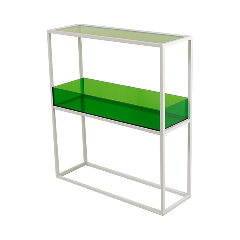 Open Scandinavian Etagere Bookshelf with White Iron Frame Acrylic Shelf Green 1 Clearhalo 'Bookcases' 'furn' 'furn_bookcases' 'Furniture' 'furniture_bookcases' 'Office Furniture' 4859095