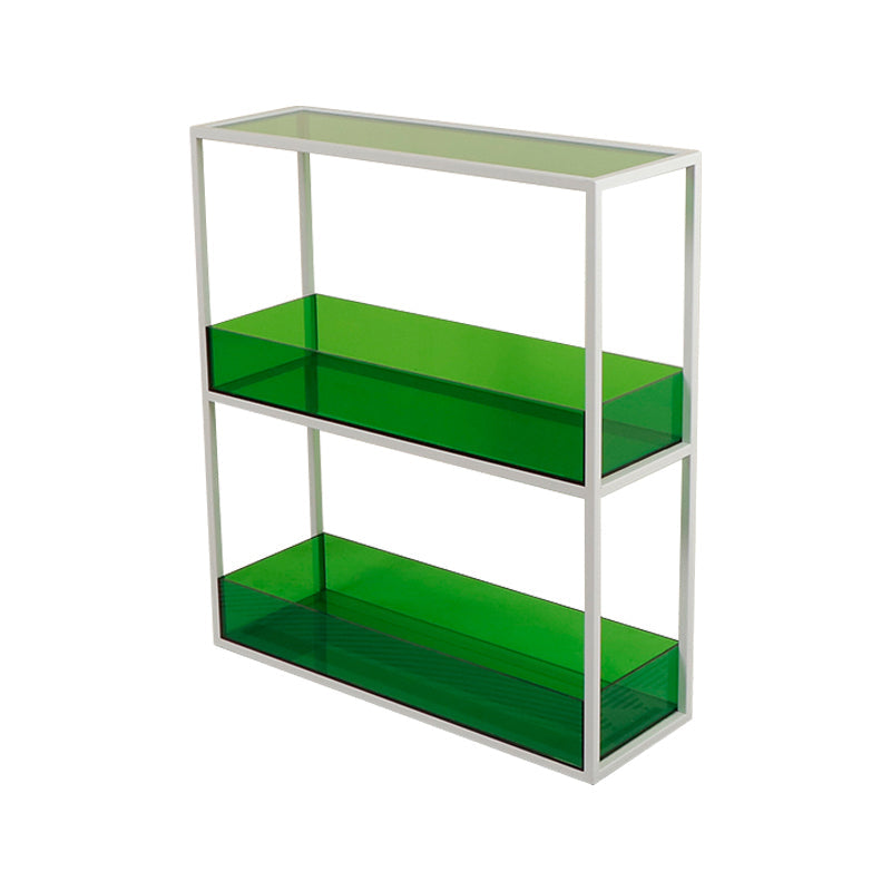 Open Scandinavian Etagere Bookshelf with White Iron Frame Acrylic Shelf Green 2 Clearhalo 'Bookcases' 'furn' 'furn_bookcases' 'Furniture' 'furniture_bookcases' 'Office Furniture' 4859097
