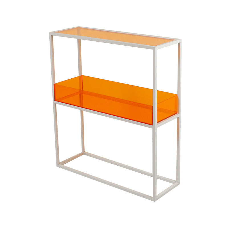 Open Scandinavian Etagere Bookshelf with White Iron Frame Acrylic Shelf Orange 1 Clearhalo 'Bookcases' 'furn' 'furn_bookcases' 'Furniture' 'furniture_bookcases' 'Office Furniture' 4859099