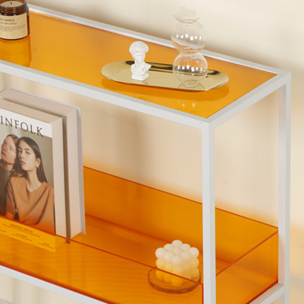 Open Scandinavian Etagere Bookshelf with White Iron Frame Acrylic Shelf Clearhalo 'Bookcases' 'furn' 'furn_bookcases' 'Furniture' 'furniture_bookcases' 'Office Furniture' 4859104