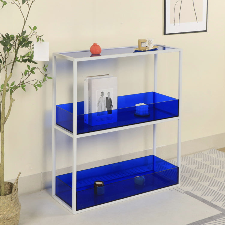 Open Scandinavian Etagere Bookshelf with White Iron Frame Acrylic Shelf Clearhalo 'Bookcases' 'furn' 'furn_bookcases' 'Furniture' 'furniture_bookcases' 'Office Furniture' 4859108
