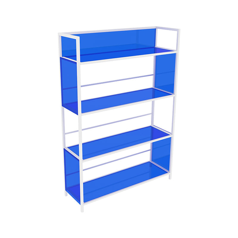 Acrylic Scandinavian Open Etagere Bookshelf with White Iron Frame 31.5"L x 9.8"W x 45.3"H Blue Clearhalo 'Bookcases' 'furn' 'furn_bookcases' 'Furniture' 'furniture_bookcases' 'Office Furniture' 4859113