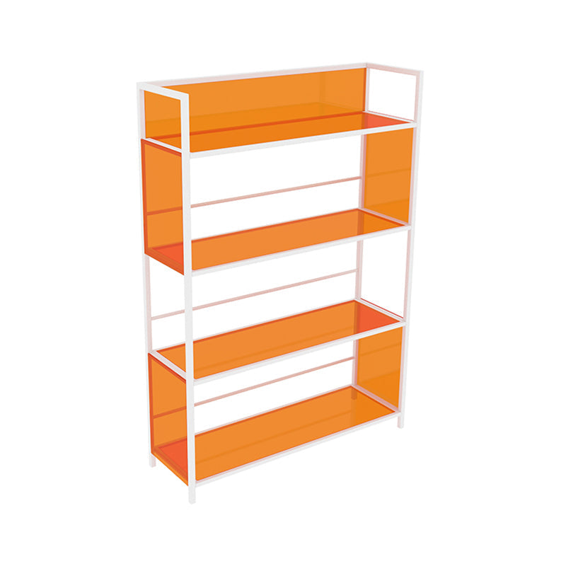 Acrylic Scandinavian Open Etagere Bookshelf with White Iron Frame 31.5"L x 9.8"W x 45.3"H Orange Clearhalo 'Bookcases' 'furn' 'furn_bookcases' 'Furniture' 'furniture_bookcases' 'Office Furniture' 4859118