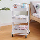 3-Shelf Plastic Geometric Bookcase Contemporary Book Shelf with Wheels 17.1"L x 13.4"W x 29.1"H White Clearhalo 'Bookcases' 'furn' 'furn_bookcases' 'Furniture' 'furniture_bookcases' 'Office Furniture' 4859130