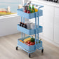 3-Shelf Plastic Geometric Bookcase Contemporary Book Shelf with Wheels 17.1"L x 13.4"W x 32.3"H Blue Clearhalo 'Bookcases' 'furn' 'furn_bookcases' 'Furniture' 'furniture_bookcases' 'Office Furniture' 4859131