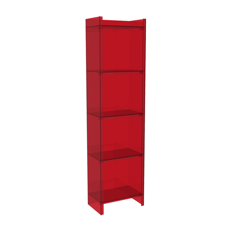 Closed Back Plastic Bookcase Scandinavian Style Bookshelf for Home Office Study Room 15.7"L x 9.8"W x 59.8"H Red Clearhalo 'Bookcases' 'furn' 'furn_bookcases' 'Furniture' 'furniture_bookcases' 'Office Furniture' 4859144
