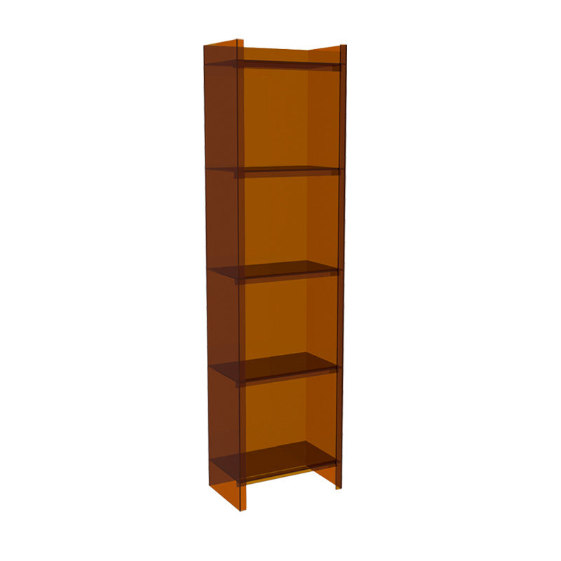 Closed Back Plastic Bookcase Scandinavian Style Bookshelf for Home Office Study Room 15.7"L x 9.8"W x 59.8"H Coffee Clearhalo 'Bookcases' 'furn' 'furn_bookcases' 'Furniture' 'furniture_bookcases' 'Office Furniture' 4859150