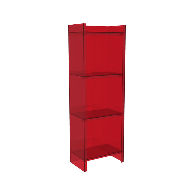 Closed Back Plastic Bookcase Scandinavian Style Bookshelf for Home Office Study Room 15.7"L x 9.8"W x 46.5"H Red Clearhalo 'Bookcases' 'furn' 'furn_bookcases' 'Furniture' 'furniture_bookcases' 'Office Furniture' 4859160