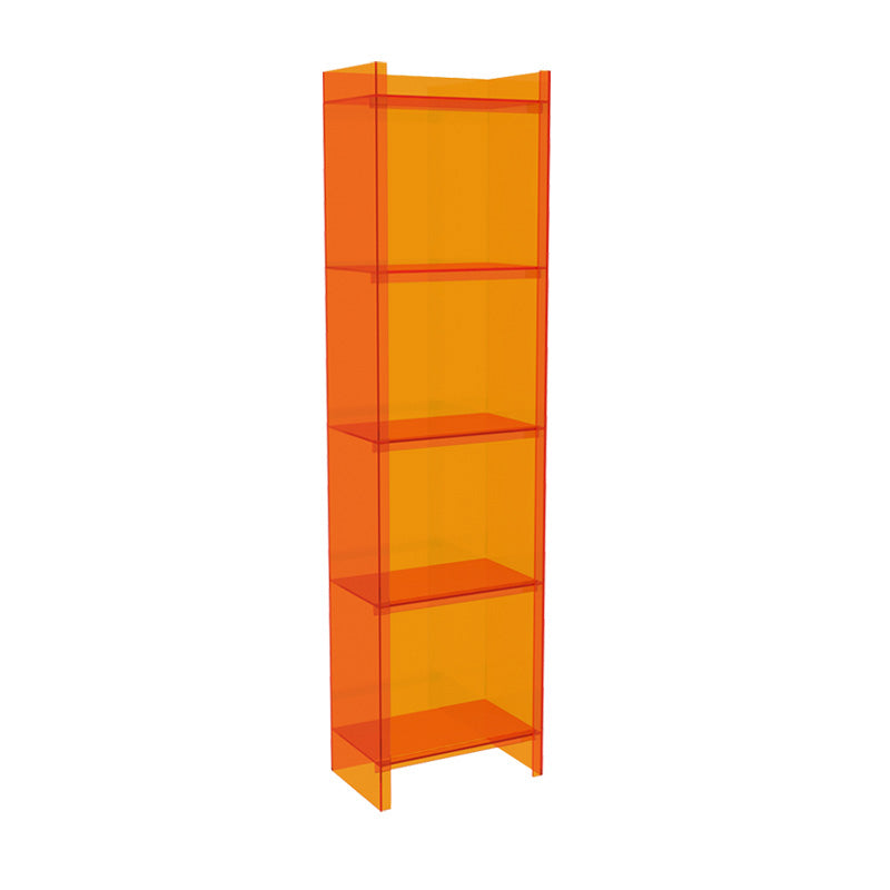 Closed Back Plastic Bookcase Scandinavian Style Bookshelf for Home Office Study Room 15.7"L x 9.8"W x 59.8"H Orange Clearhalo 'Bookcases' 'furn' 'furn_bookcases' 'Furniture' 'furniture_bookcases' 'Office Furniture' 4859164