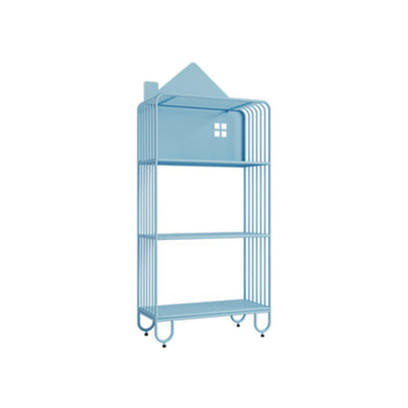 Open Back Metal Bookshelf Scandinavian Style Bookcase for Home Study Room 24"L x 11"W x 54.7"H Blue Clearhalo 'Bookcases' 'furn' 'furn_bookcases' 'Furniture' 'furniture_bookcases' 'Office Furniture' 4859181