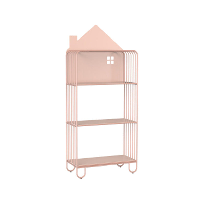 Open Back Metal Bookshelf Scandinavian Style Bookcase for Home Study Room 24"L x 11"W x 54.7"H Pink Clearhalo 'Bookcases' 'furn' 'furn_bookcases' 'Furniture' 'furniture_bookcases' 'Office Furniture' 4859183