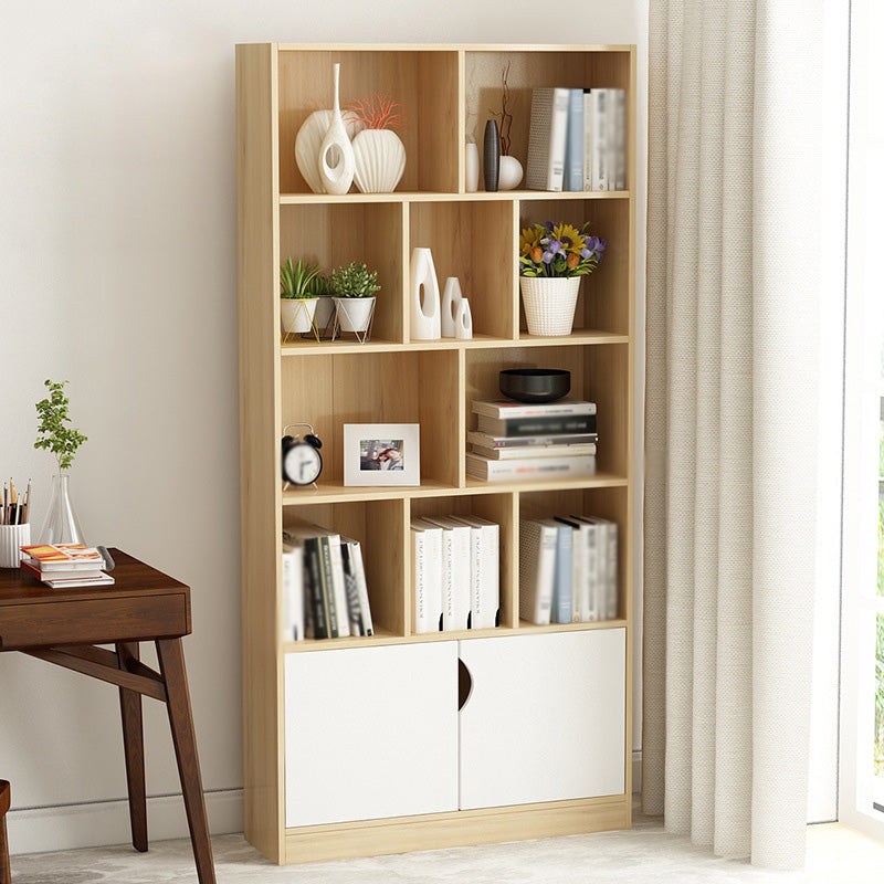 Scandinavian Manufactured Wood Standard Bookshelf Vertical Bookshelf for Living Room 31.5"L x 9.4"W x 70.9"H Natural Cabinets Clearhalo 'Bookcases' 'furn' 'furn_bookcases' 'Furniture' 'furniture_bookcases' 'Office Furniture' 4859211