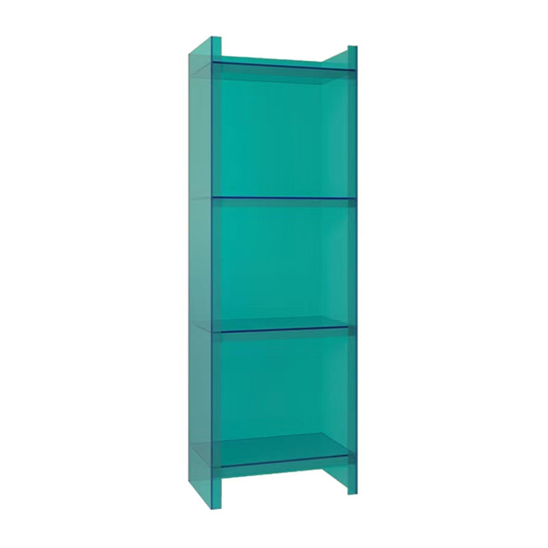 Vertical Scandinavian Standard Bookshelf with Acrylic Frame and Shelf 15.7"L x 9.8"W x 46.5"H Light Blue-Clear Clearhalo 'Bookcases' 'furn' 'furn_bookcases' 'Furniture' 'furniture_bookcases' 'Office Furniture' 4859257