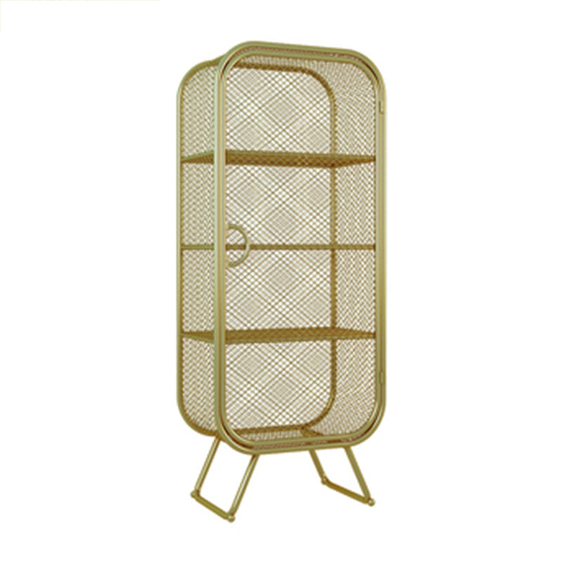 Scandinavian Vertical Standard Bookcase Iron Bookcase with Door 23.6"L x 11.8"W x 59.1"H Gold 1 Clearhalo 'Bookcases' 'furn' 'furn_bookcases' 'Furniture' 'furniture_bookcases' 'Office Furniture' 4859267