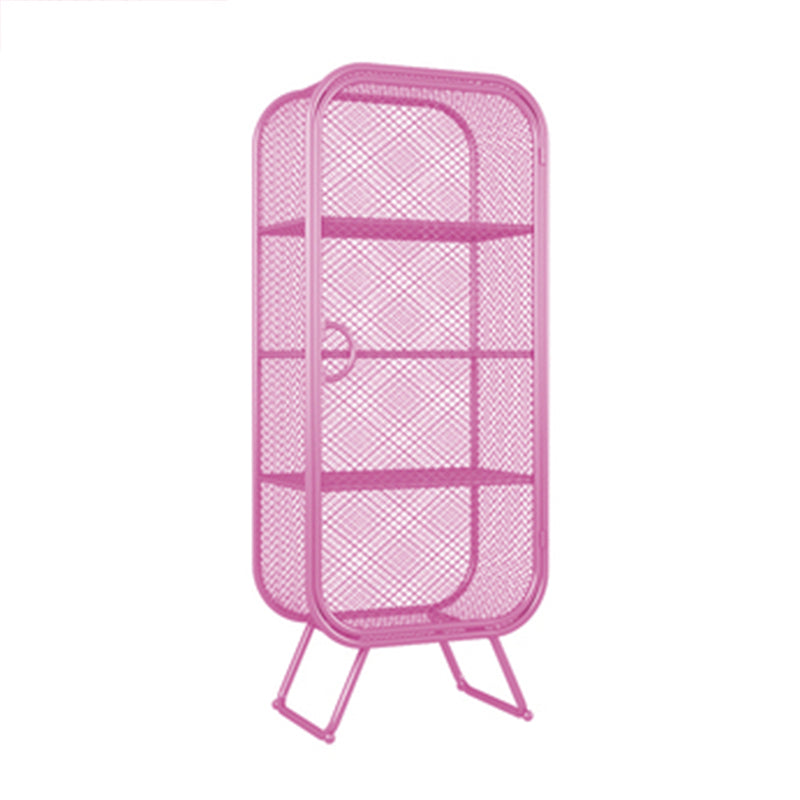 Scandinavian Vertical Standard Bookcase Iron Bookcase with Door 23.6"L x 11.8"W x 59.1"H Pink 1 Clearhalo 'Bookcases' 'furn' 'furn_bookcases' 'Furniture' 'furniture_bookcases' 'Office Furniture' 4859272