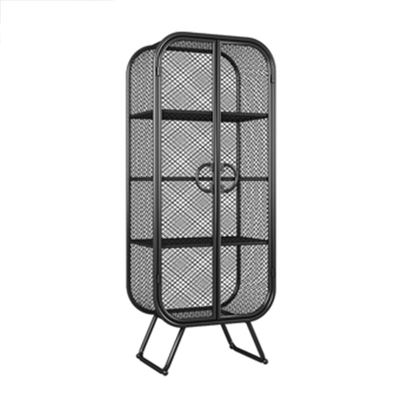 Scandinavian Vertical Standard Bookcase Iron Bookcase with Door 23.6"L x 11.8"W x 59.1"H Black 2 Clearhalo 'Bookcases' 'furn' 'furn_bookcases' 'Furniture' 'furniture_bookcases' 'Office Furniture' 4859275